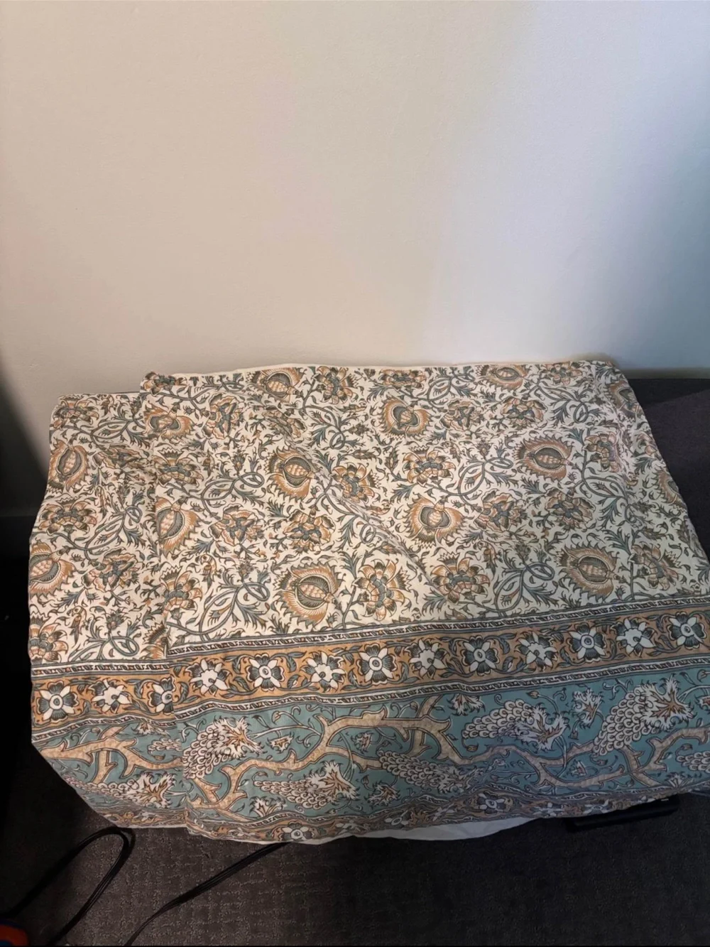 Pottery Barn Paisley-Print Cotton Comforter in Beige and Sage